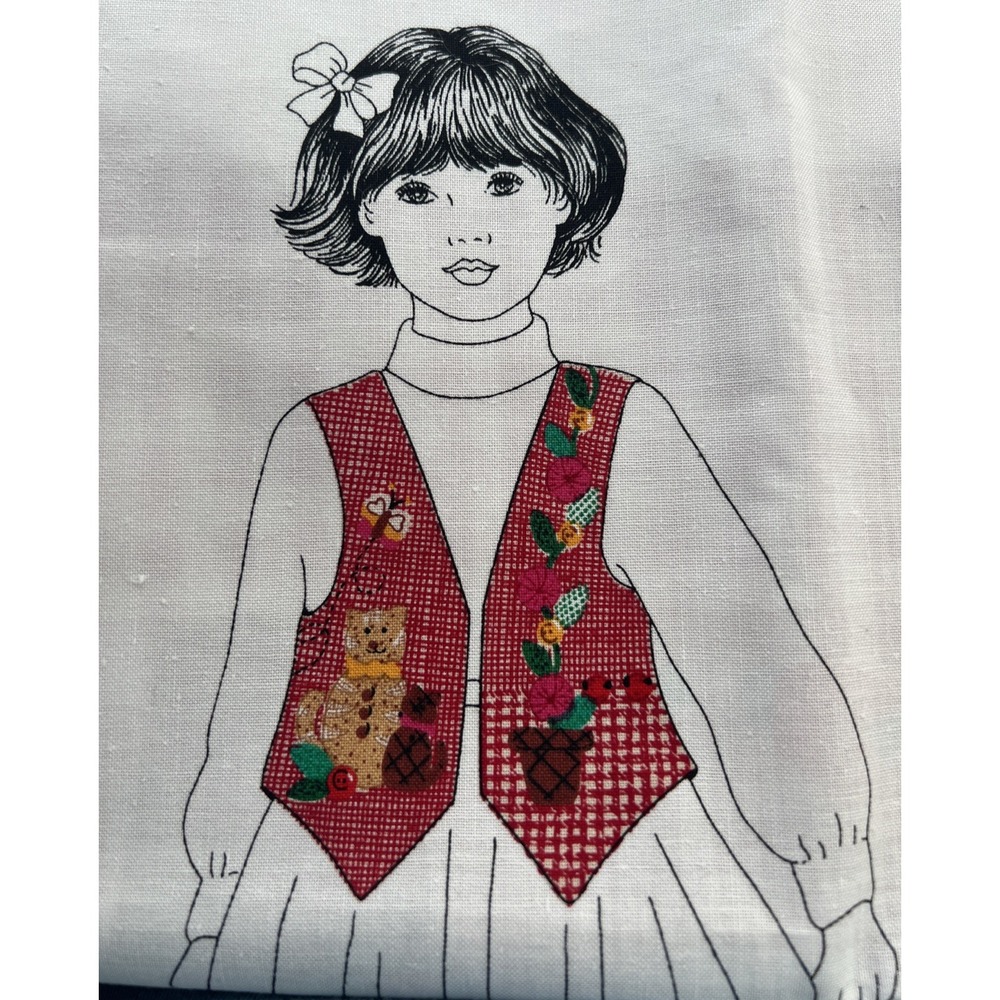 VTG Dream spinners Cranston Child's Vest Posies‎ & Pets Fabric Panel Cut And Sew